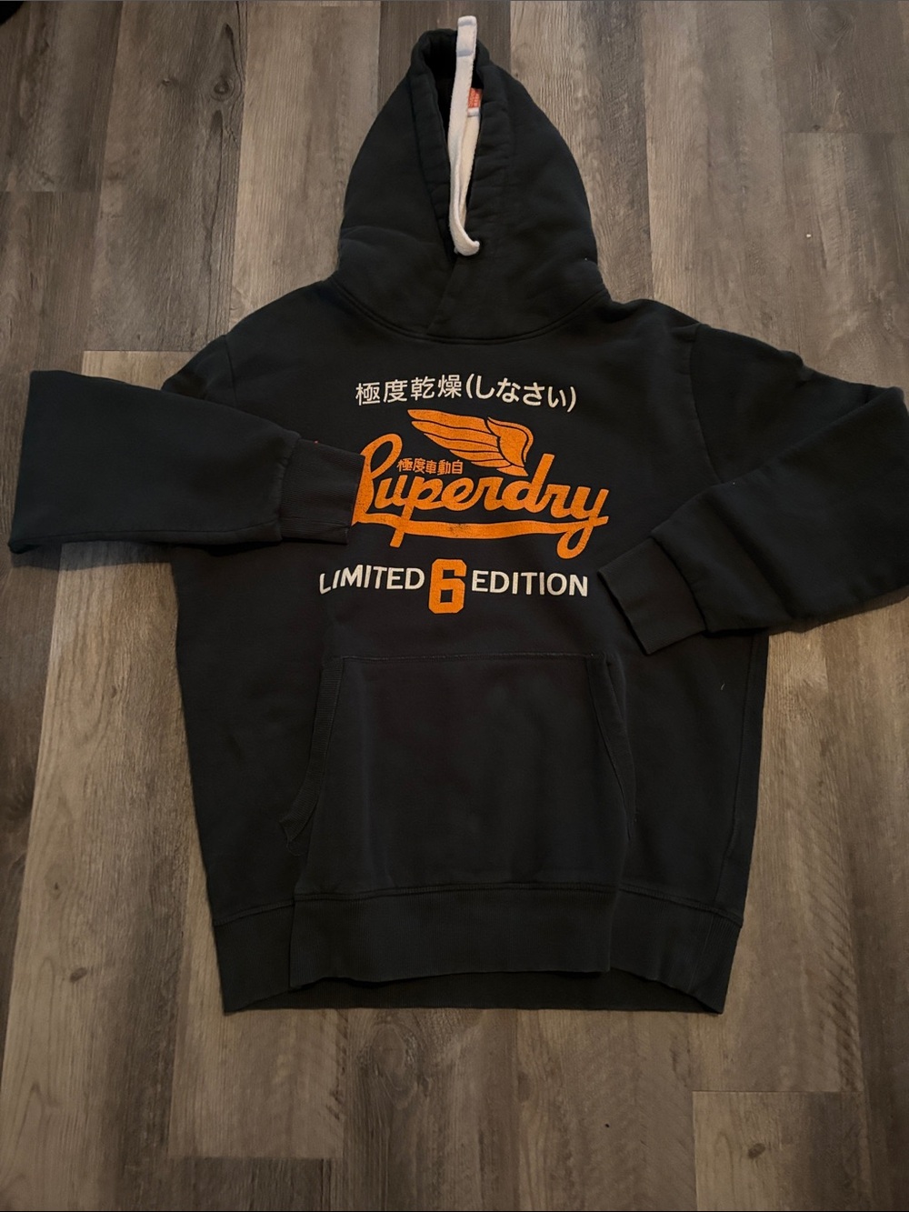 Superdry Men's Hunter Green Hoodie with Orange Logo
